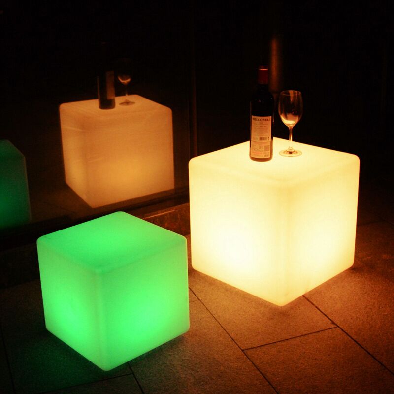50cm LED Light Cube | 20cm PE multi color changing lighting led outdoor cube seat IP65 Waterproof