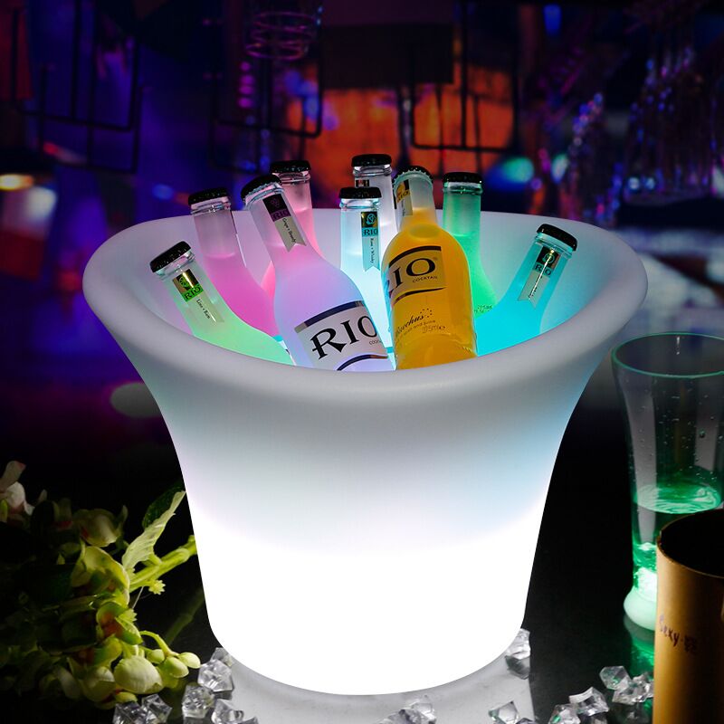 LED Ice Bucket | PE Plastic Color Changing led illuminated lighted ice bucket with Remote Controller