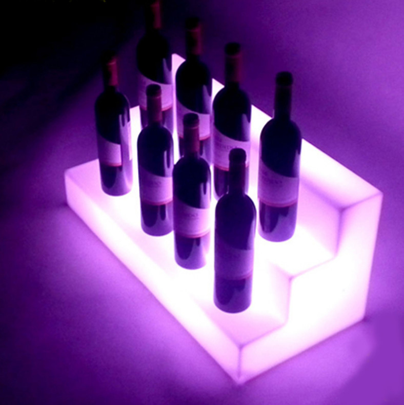 display rack with led light | Party Event Bar Decoration Color changing Terraces led wine rack display with remote controller