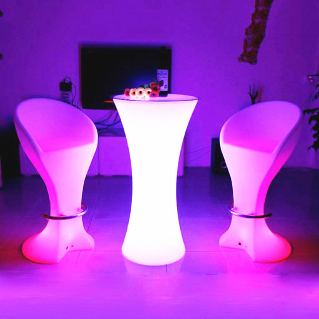 Light Up table | Glowing LED Bar Furniture Light up Cocktail Table and Chairs Illuminated Waterproof LED Bar Table