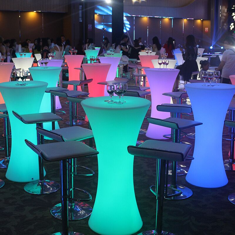Night Club LED Table | Glowing LED Bar Furniture Light up Cocktail Table and Chairs Illuminated Waterproof LED Bar Table
