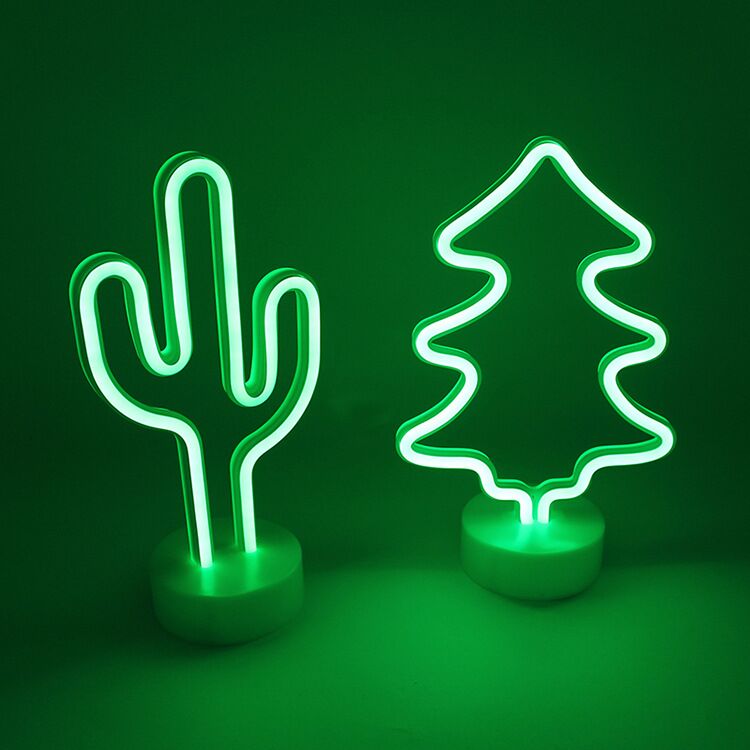 LED Neon Sign | Cactus Neon Signs LED Neon Light Sign with Holder Base for Party Supplies Neon Table Lamp