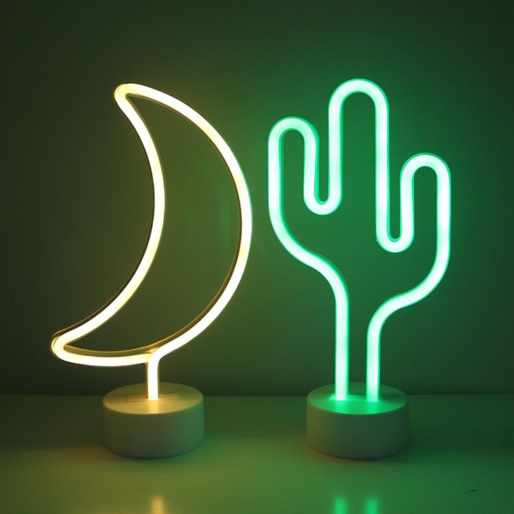 Neon LED Sign | Cactus Neon Signs LED Neon Light Sign with Holder Base for Party Supplies Neon Table Lamp