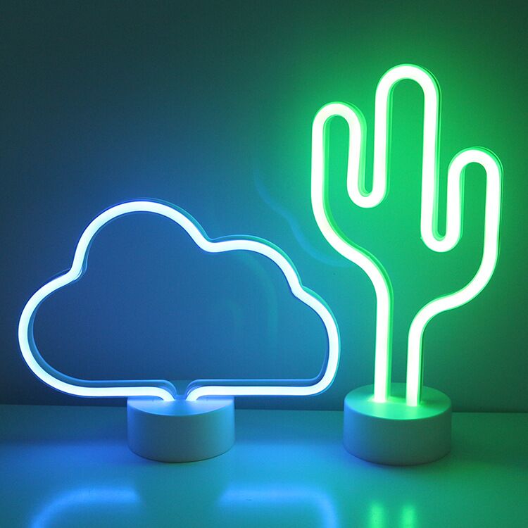 Neon Sign | Cactus Neon Signs LED Neon Light Sign with Holder Base for Party Supplies Neon Table Lamp