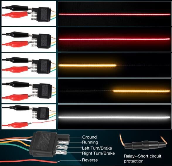 sequential led turn signal strip light | 4 pin 3 Color Indicators LED Turn Signal Strip Decoration LED Flexible Car Strip