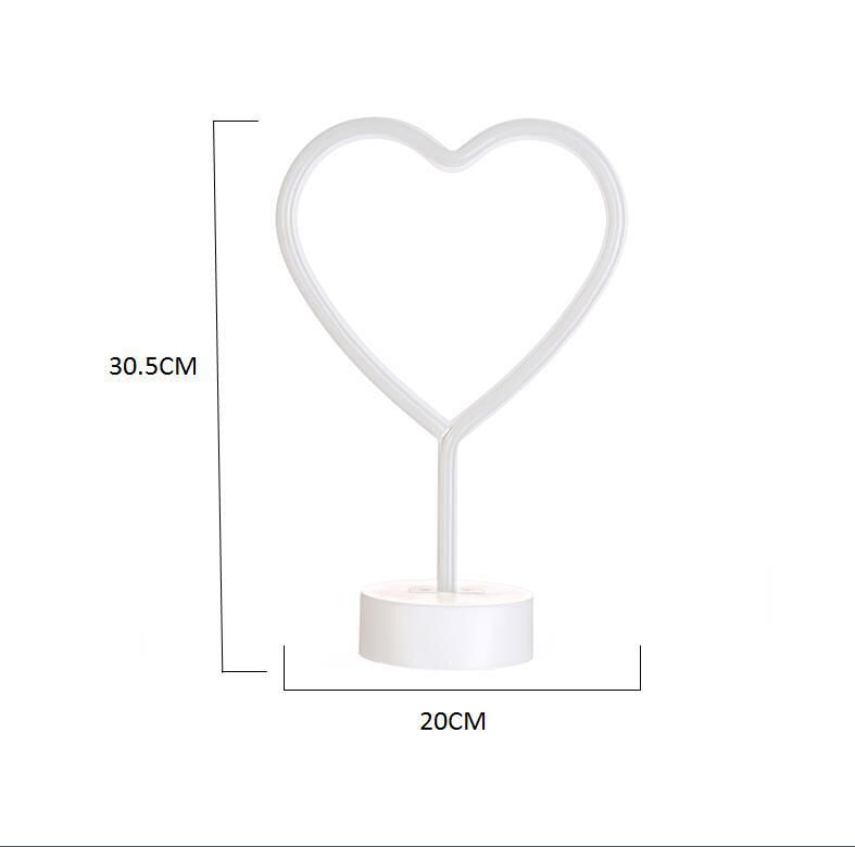 heart lamp | Led Neon Lights Heart Shape Sign Art Indoor Decorative Glowing Desk Lamp Night Light
