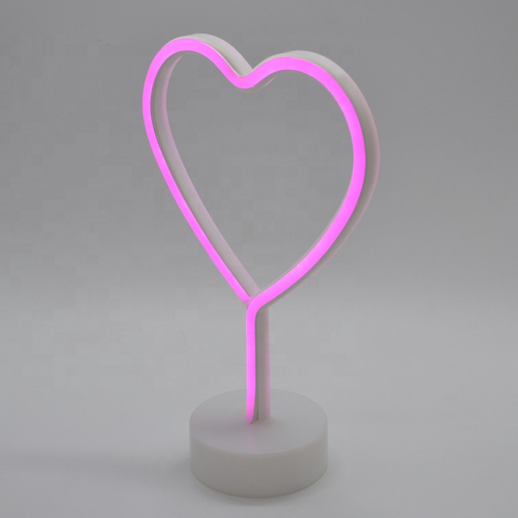 neon heart light | Led Neon Lights Heart Shape Sign Art Indoor Decorative Glowing Desk Lamp Night Light