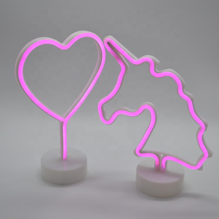 neon heart | Led Neon Lights Heart Shape Sign Art Indoor Decorative Glowing Desk Lamp Night Light