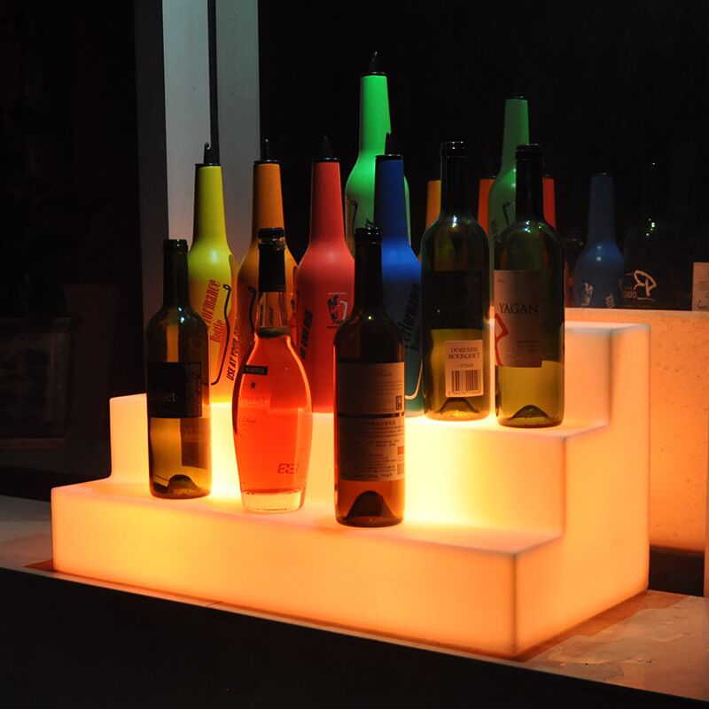 Glowing LED Bottle Stand | Bar Terraces wine display stand Outdoor Garden Rechargeable led bottle display for Parties