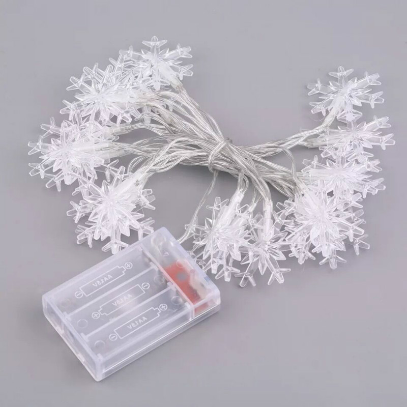 Battery Operated LED String | Outdoor 3m 20 Leds Party Decorative Snow Flakes LED Battery Operated Fairy String Light