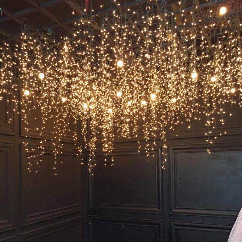 curtain string led light | Outdoor LED Icicle Dripping Light Decorative Hanging Christmas Warm White Falling String Curtain LED