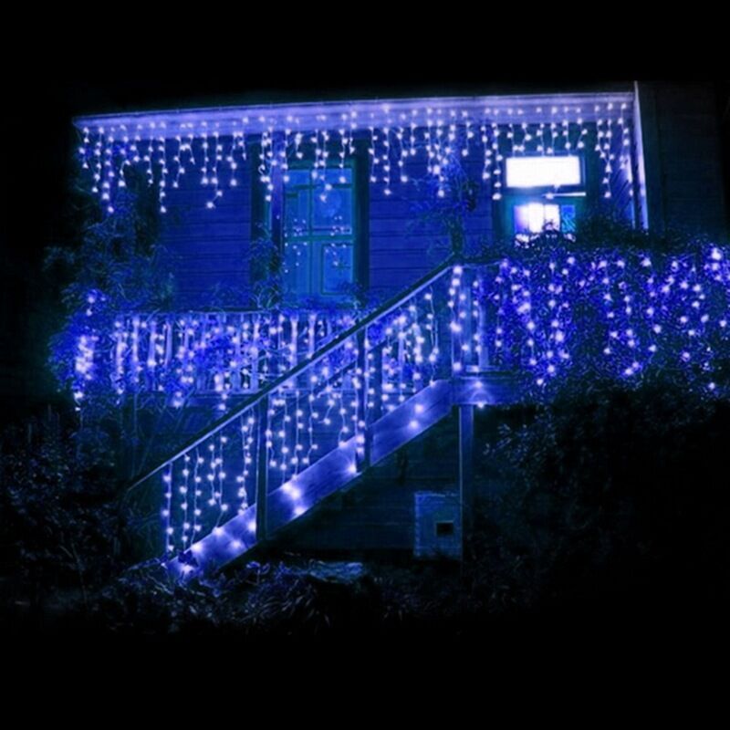 led curtain string | Outdoor LED Icicle Dripping Light Decorative Hanging Christmas Warm White Falling String Curtain LED