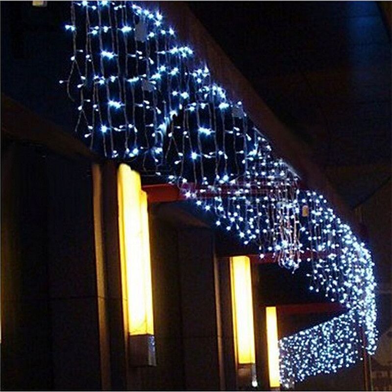 string curtain led | Outdoor LED Icicle Dripping Light Decorative Hanging Christmas Warm White Falling String Curtain LED