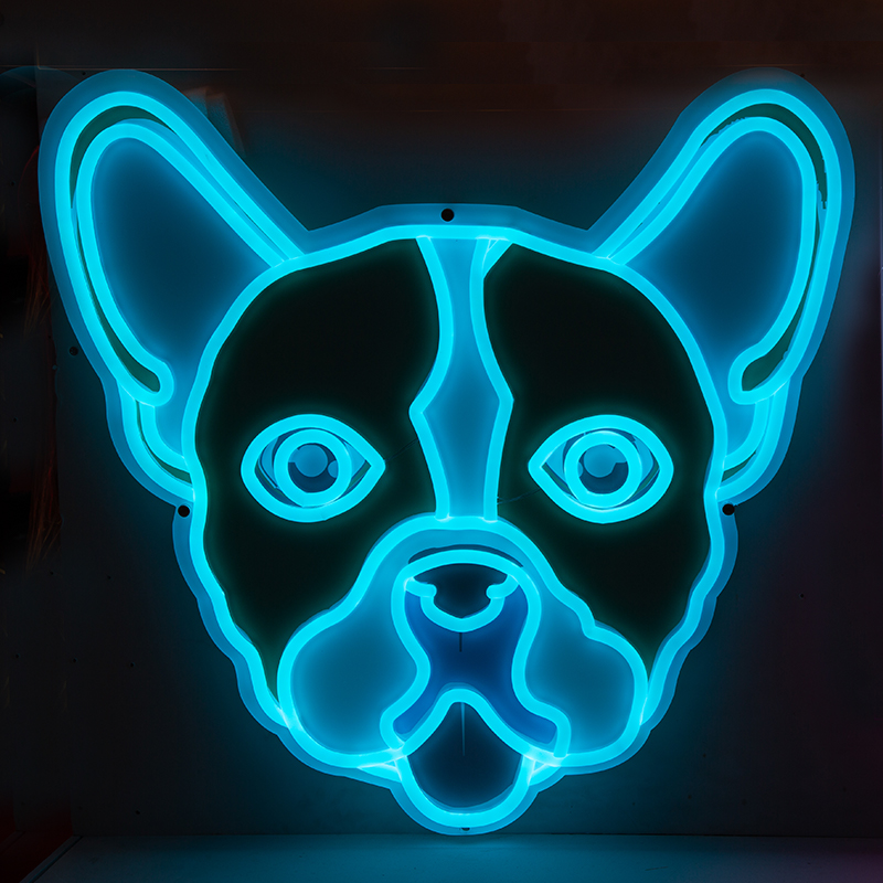 Custom Dog Neon Sign | Hanging Back Panel Puppy Dog Outdoor Acrylic Neon Light Sign Blue Color