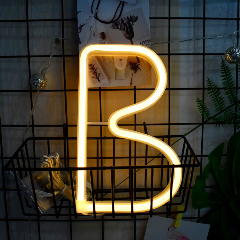 Letter B Art Craft | Warm White Alphabet Neon Light Wall Decoration 22cm Letter B Art Craft