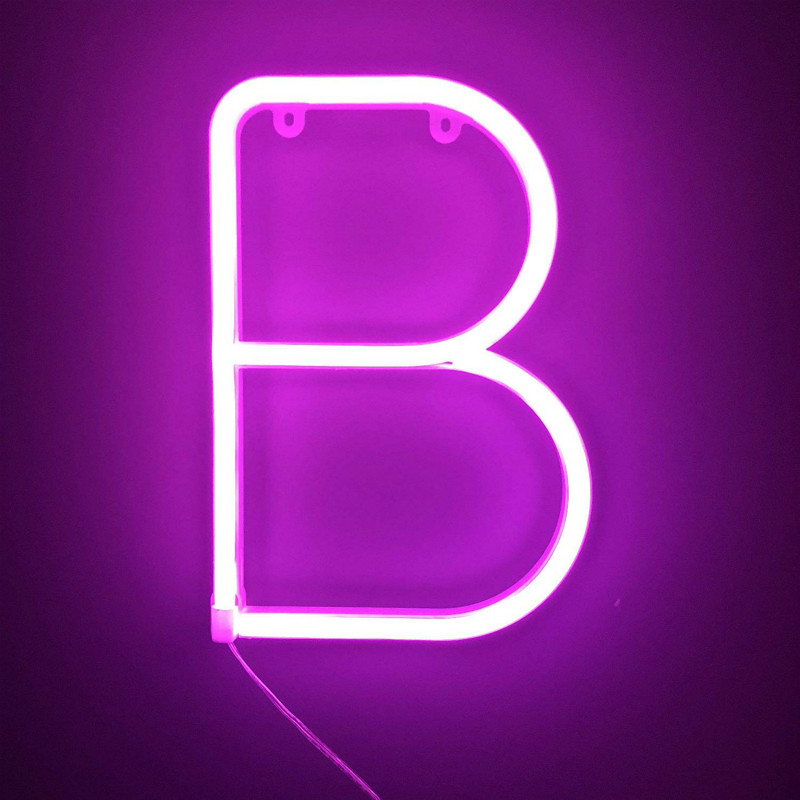 Pink Letter B | Warm White Alphabet Neon Light Wall Decoration 22cm Letter B Art Craft