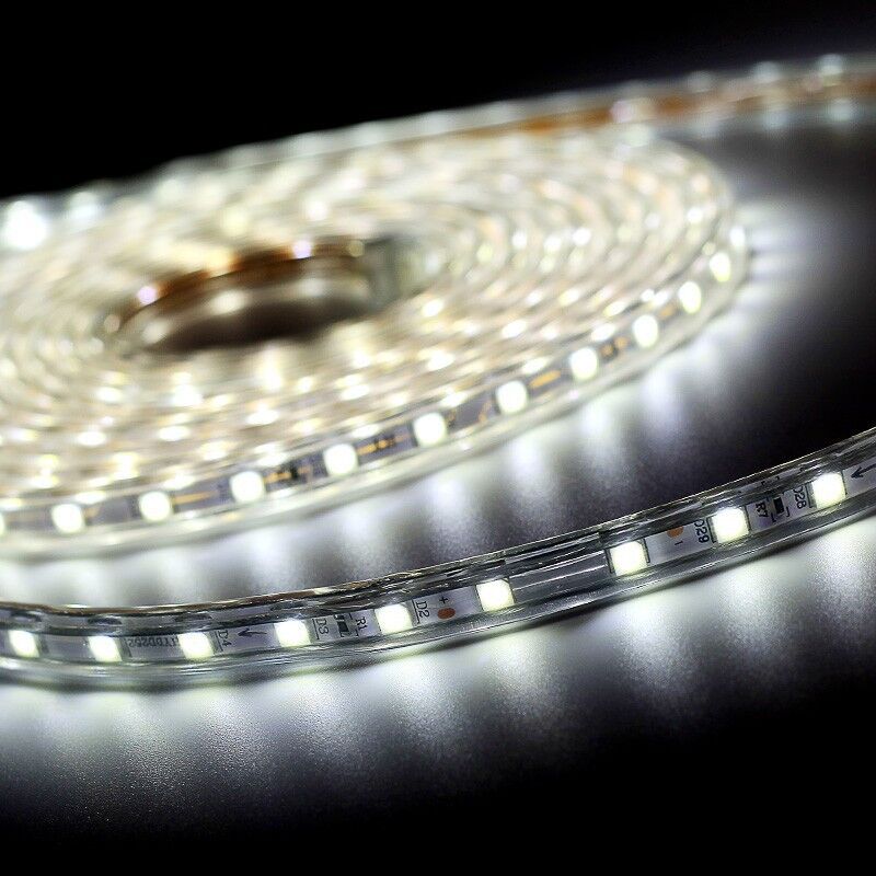 led strip white 220v | LED Strip 230 v Cool White 5050 60d Waterproof 220v Strip 100m per roll With Plug