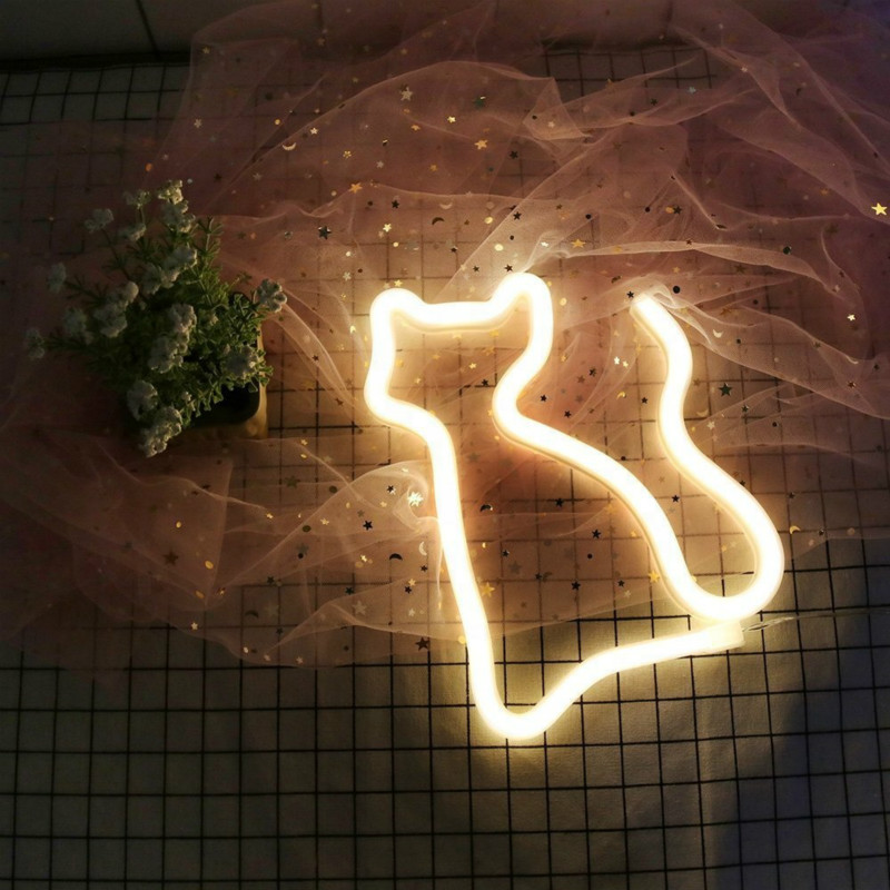 neon cat | Wall Decoration LED Animal Neon Cat Night Light Sign for Room as Kids Gift