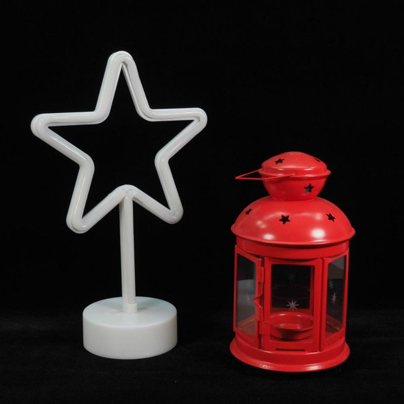 converse all star neon | Star Shaped LED Neon Table Lamp with Round Stand Battery Operated Powered
