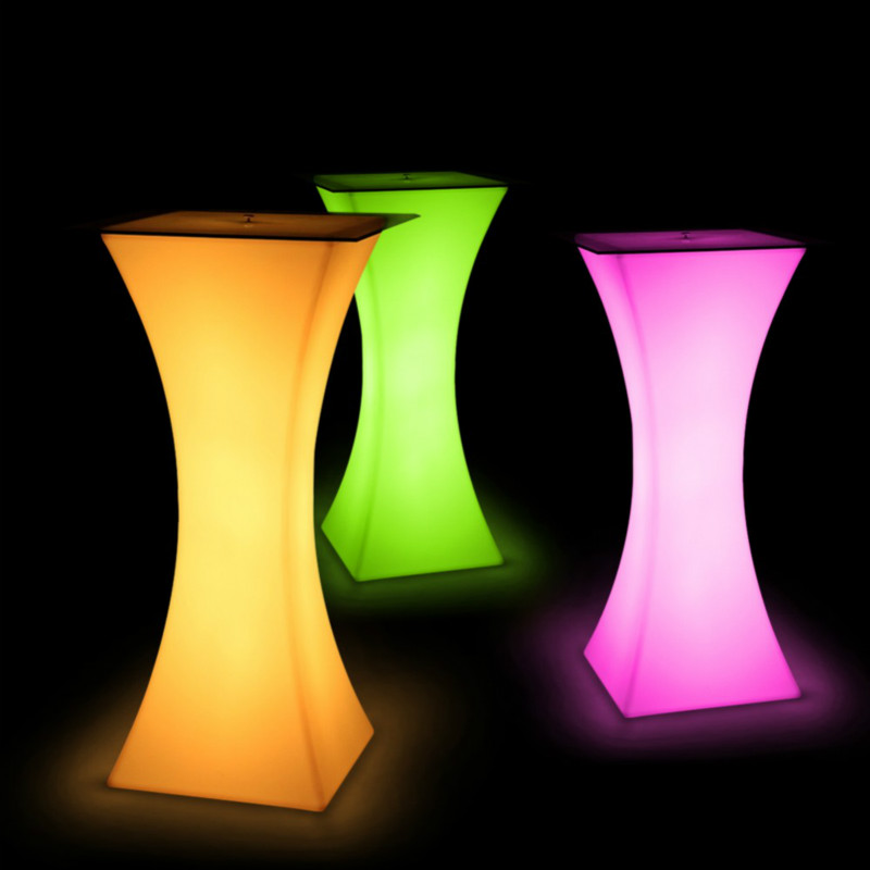 illuminated cocktail table | Rechargeable illuminated Light Up Cocktail Table Exhibition RGB Bar Table and Chair Set
