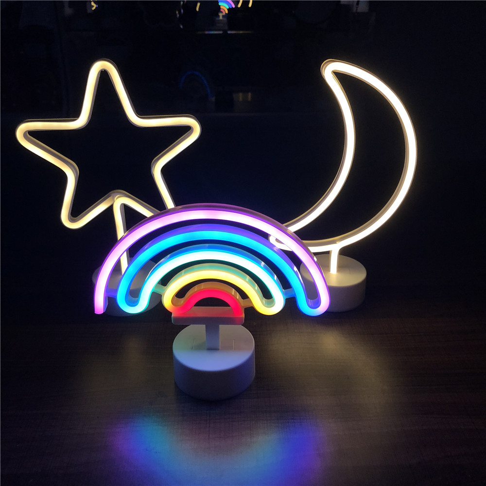 neon rainbow sign | Battery Or USB Drive RGB LED Neon Rainbow Sign LED Desk Light as Sleeping Light
