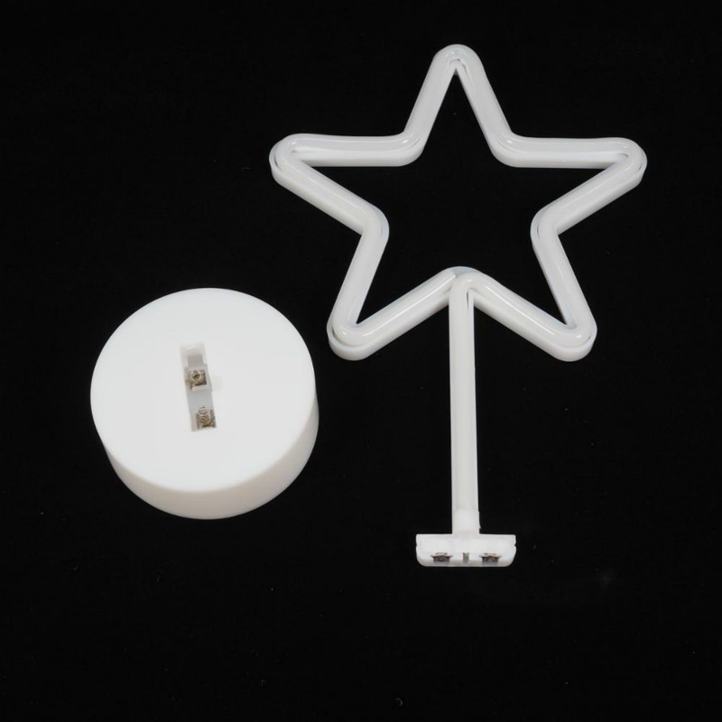 neon star sticker | Star Shaped LED Neon Table Lamp with Round Stand Battery Operated Powered