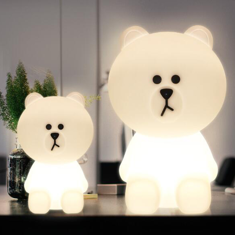 led light bear | 30cm Brown Bear Shaped Light Portable Dimming LED Bear Night Light with Plug