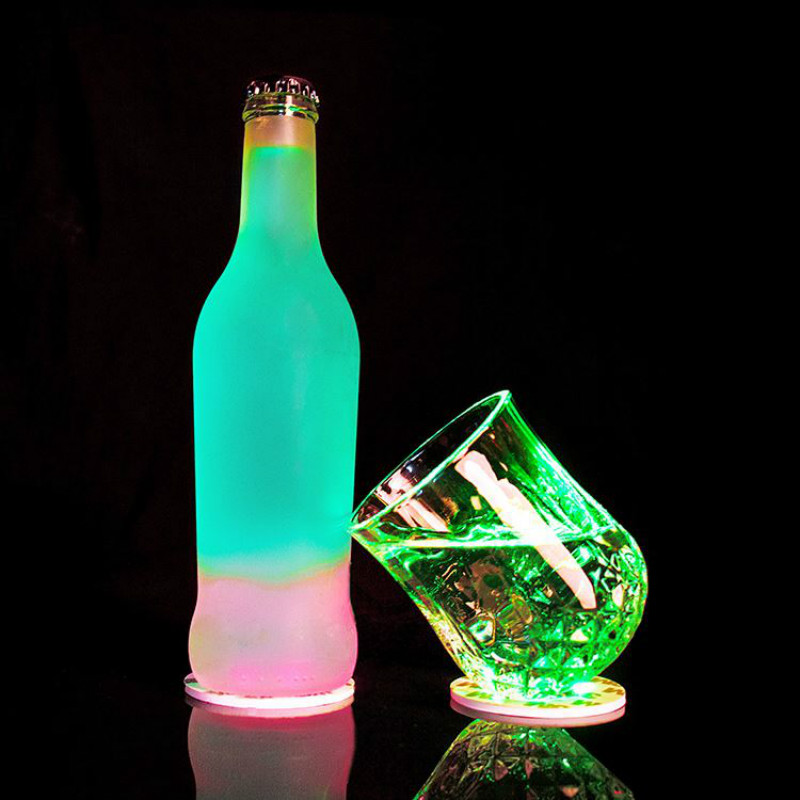led light up sticker | Factory Wholesale LED Coaster Sticker Light Drink Cup Bottle OEM Available