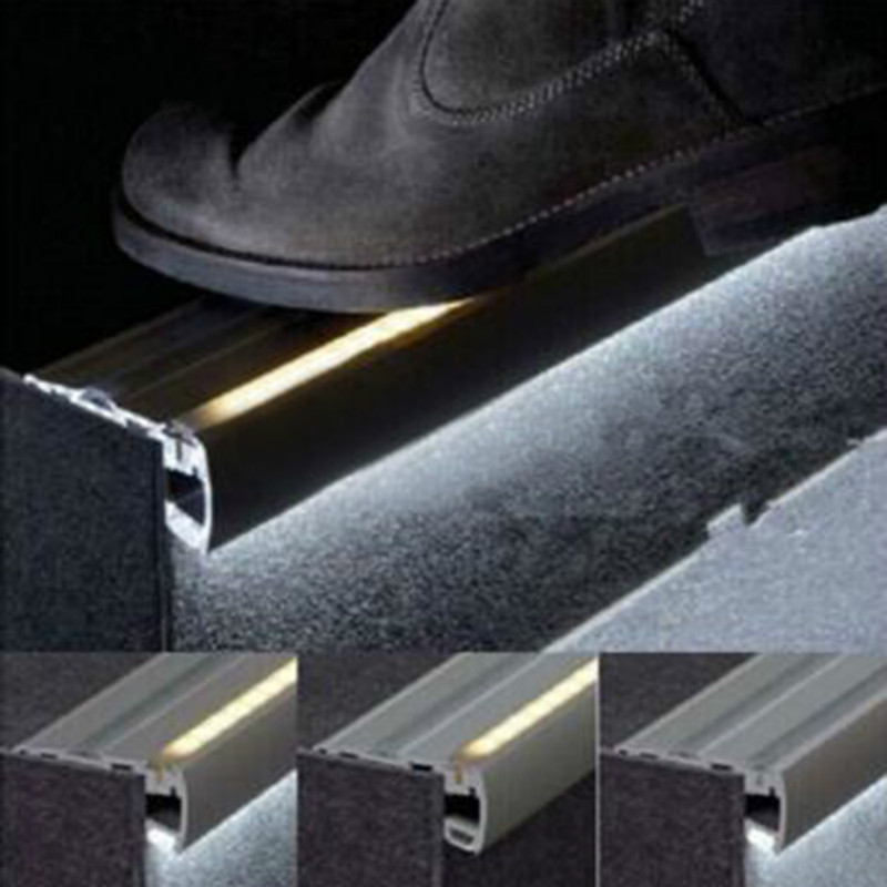 led stair edge profile | Wholesale Aluminum Profile for Stair Mounted LED Stair Profile Light For Theater Cinema Stair Step Nosing Light