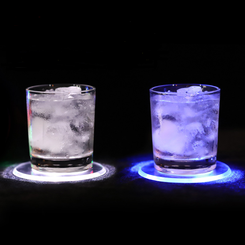 Cup LED Coasters | Wedding Water Drinking Holder Mat Champagne Bottle Clear Acrylic Lighting Led Coaster
