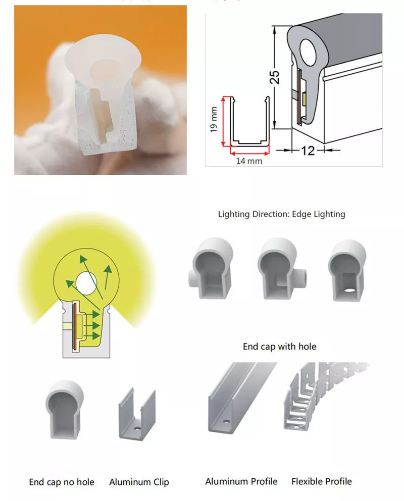 Accesorios Neon Flex | Luz de tubo lineal LED flexible de neón al aire libre para iluminación arquitectónica de fachada