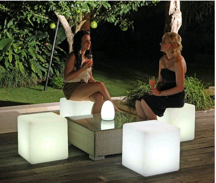 20cm PE multi color changing lighting led outdoor cube seat IP65