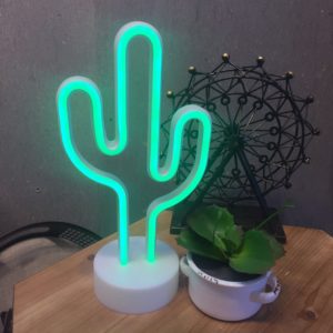 Señal de neón de cactus | Letreros de neón de cactus Letrero de luz de neón LED con base de soporte para suministros de fiesta Lámpara de mesa de neón