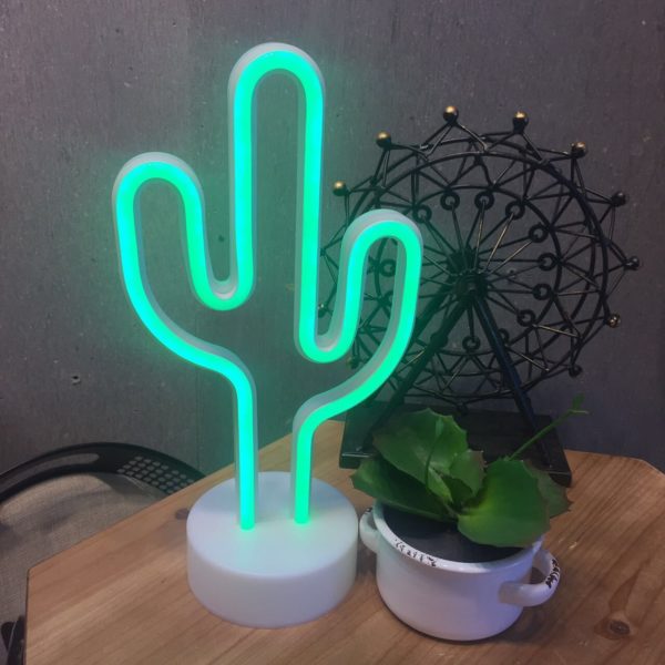 Kaktus neonskilt | Cactus neonskilte LED neonlysskilt med holderbase til festartikler Neon bordlampe