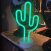LED Cactus Neon Sign | Cactus Neon Signs LED Neon Light Sign with Holder Base for Party Supplies Neon Table Lamp
