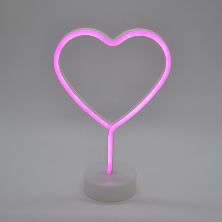 LED Heart Shaped Neon Night Lights Warm White Neon Lamp USB & Battery Powered Hanging Wedding Sign Novelty Indoor Lamps Decor Birthday Party Christmas Party Kids Room Living Room Bedroom or Bar 