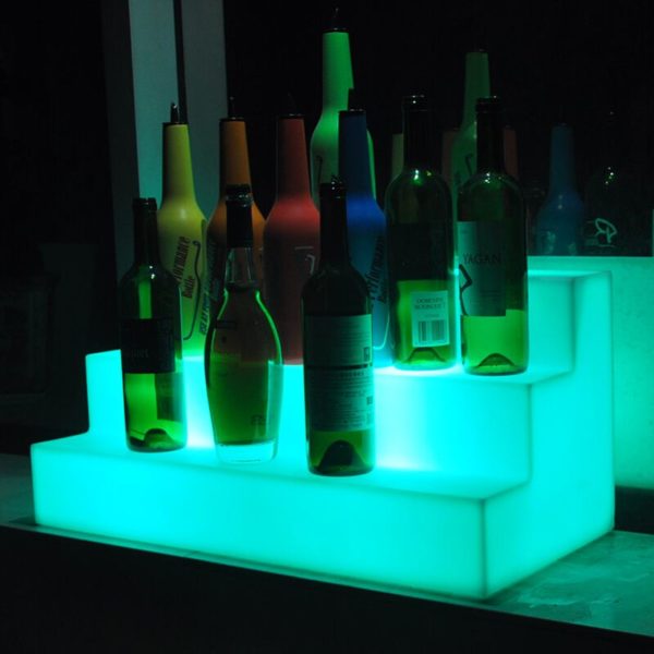 Porte-bouteille lumineux | Présentoir de vin de terrasses de barre Affichage mené rechargeable de bouteille de jardin extérieur pour des parties