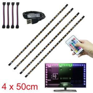 bande lumineuse led tv | Kit de lumière de rétroéclairage USB TV LED Kit de bande lumineuse LED RVB pour ordinateur multicolore