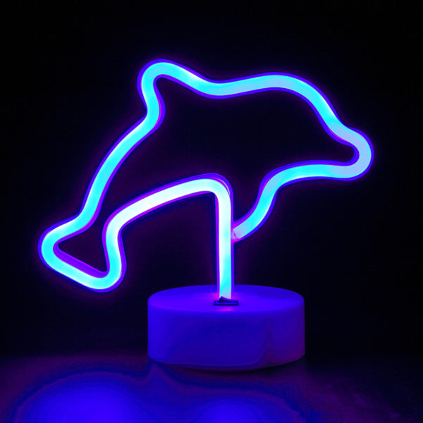 neonové světlo delfín | LED Dolphin Neon Light dárky k narozeninám Modrá barva LED restaurační stolní lampa