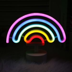 rainbow neon | Battery Or USB Drive RGB LED Neon Rainbow Sign LED Desk Light as Sleeping Light
