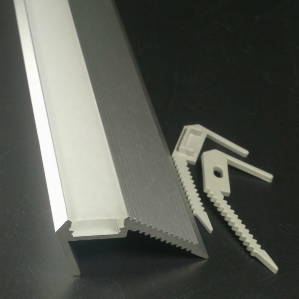 luces led de pared para peldaños de escaleras | Perfil de aluminio al por mayor para luz de perfil de escalera LED montada en escalera para luz de nariz de paso de escalera de cine de teatro