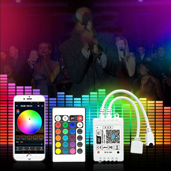 rgb led strip music | LED Strip Controller Wifi DC5 24V WIFI RGB Strip Voice Control Music Controller for RGB Strip Light