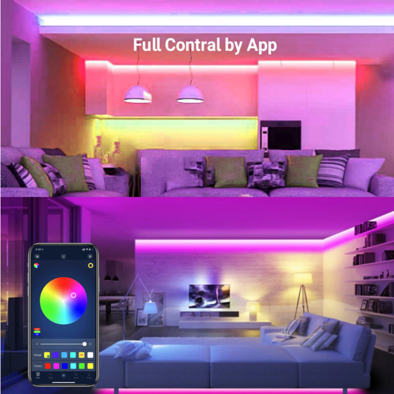 5050 rgb bluetooth led strip | 10m 15m 20m 30m Drømmefarve RGB LED-lysstrimmel med fjernbetjening Bluetooth-kontrol Musik LED-strimmelsæt