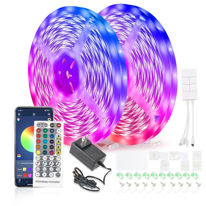 bluetooth led strip licht 10 meter | 10m 15m 20m 30m Dream Color RGB LED-lichtstrip met afstandsbediening Bluetooth-bediening Muziek LED-stripset