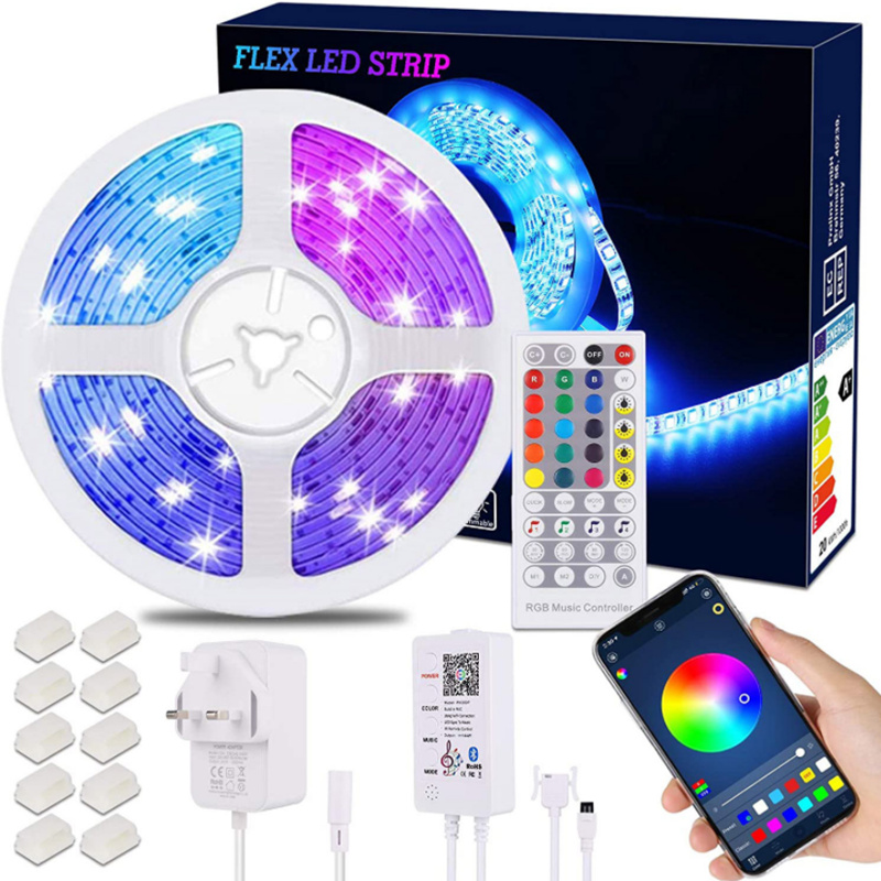 WIFI LED Strip ROMALL 15M LED Streifen RGB Farbwechsel Musik Sync Party Bluetooth LED Band mit Fernbedienung Zuhause Dimmbar Led Lichterkette für Schlafzimmer App-steuerung 