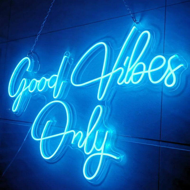 goede vibes neonreclame | Alleen Good Vibes Custom Led Flex Business Neon Sign Boy-logo Led Neon voor winkelbord