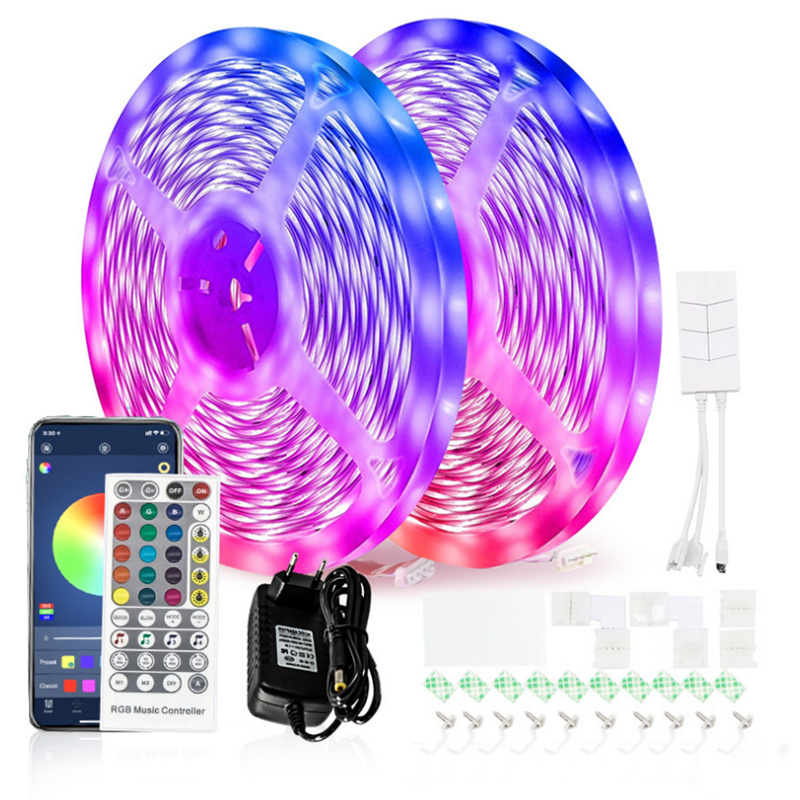 led strip drømmelys | 10m 15m 20m 30m Drømmefarve RGB LED-lysstrimmel med fjernbetjening Bluetooth-kontrol Musik LED-strimmelsæt