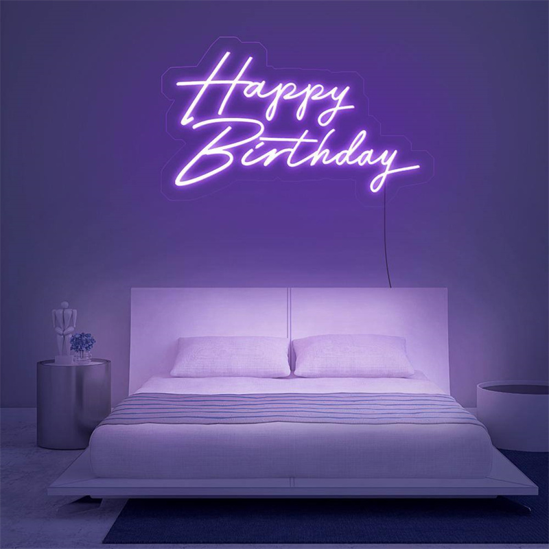 | Drop Shipping Personalizado Sinal de néon com controle remoto Feliz aniversário por atacado Acrílico Luz de LED personalizada Letra de néon