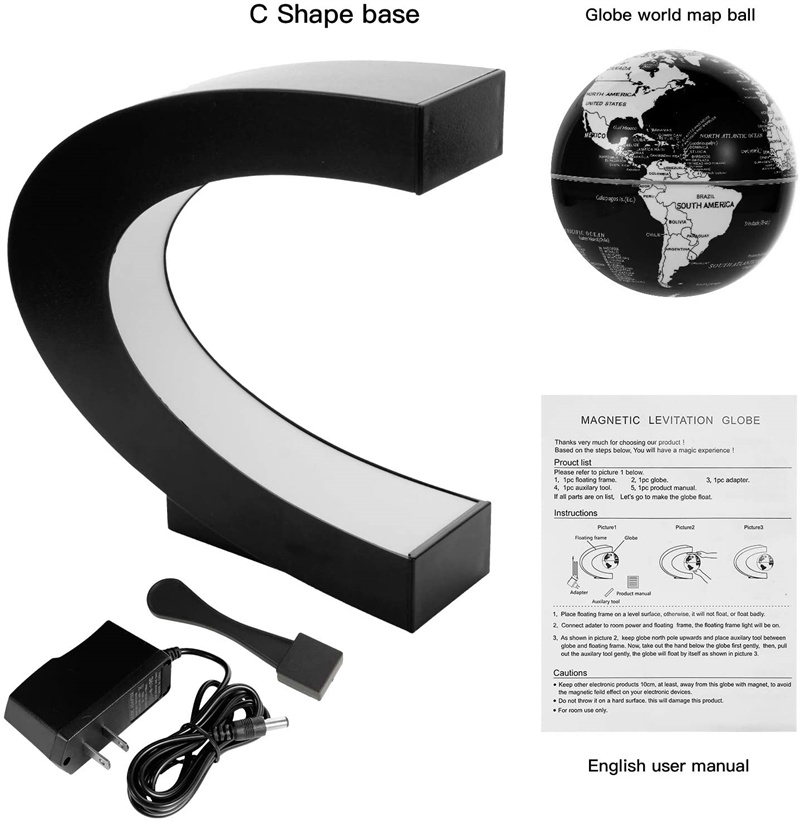 Lumini LED Harta lumii magnetice | Lumină cu LED Harta lumii Levitare magnetică Glob plutitor Lampă electronică de noapte antigravitație