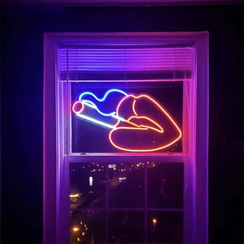 Lips Neon Sign | Outdoor Light up Lip LED Neon Sign Red Lips Smoking Custom Neon Sign